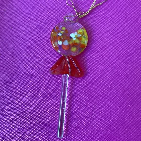 Vintage hand blown glass lollipop ornaments set of 5 plus 2 w stick missing - Picture 5 of 8